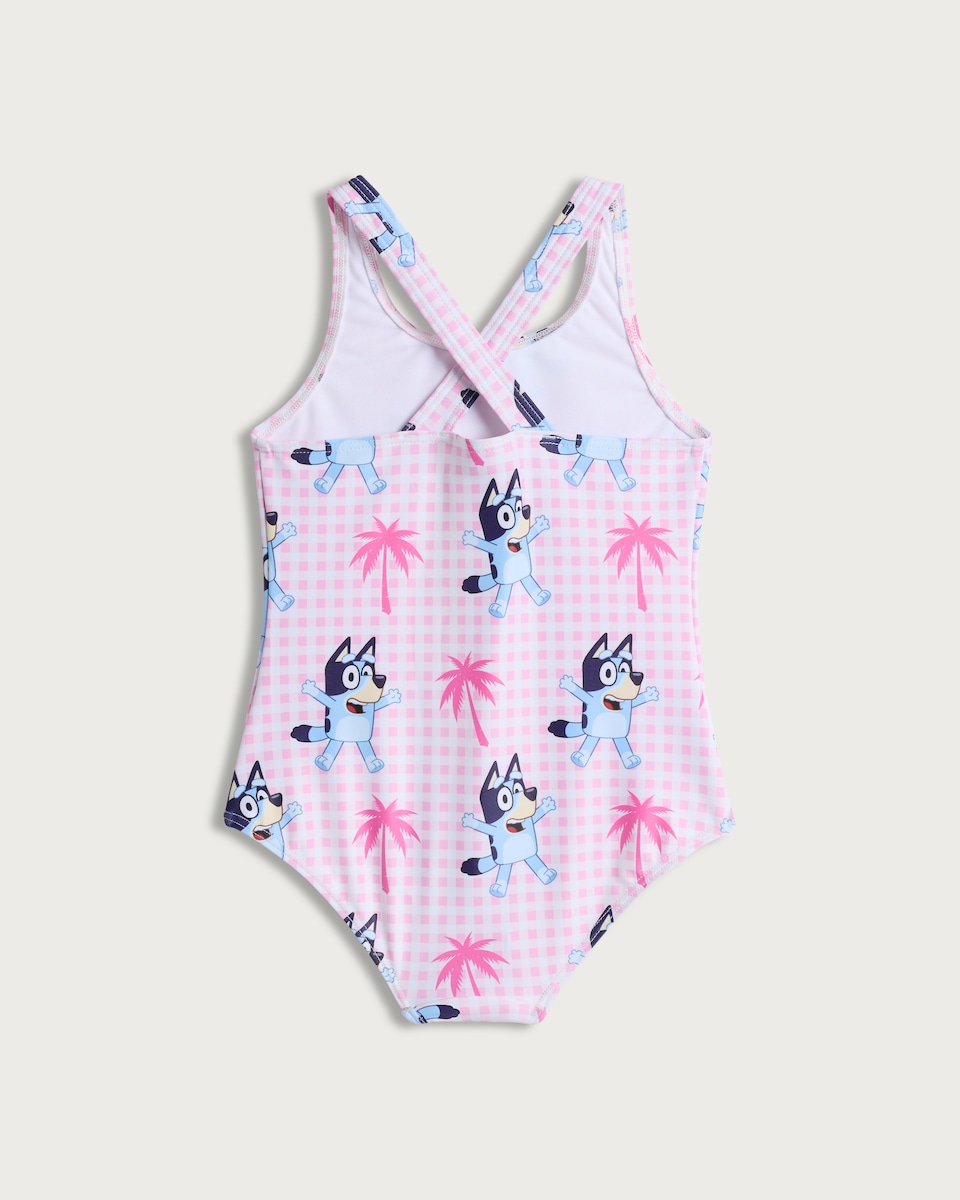 image 1 of Bluey Gingham Print Swimsuit in Pink