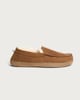 image 1 of F&F Faux Suede Fur Lined Moccasin Slippers in Tan
