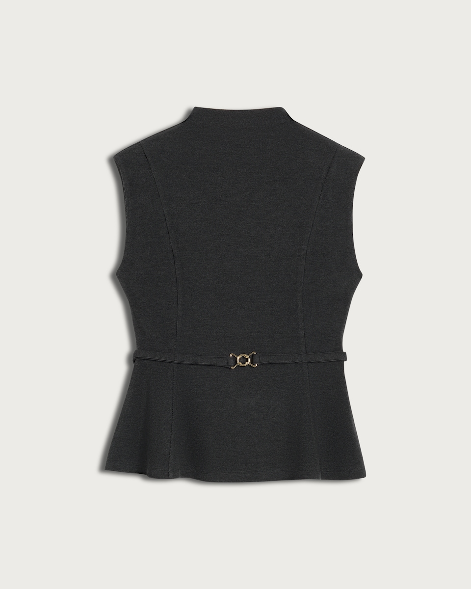 image 1 of F&F Belted Sleeveless Peplum Hem Co-ord Top in Grey