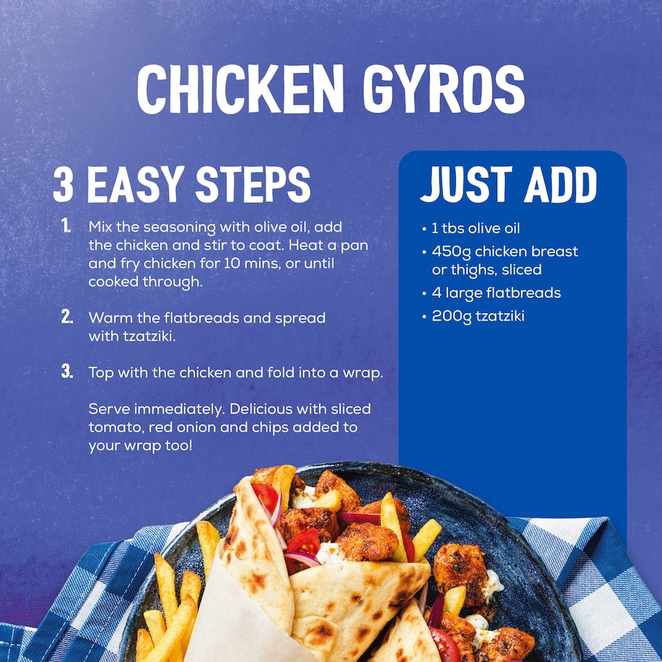 image 1 of Schwartz The Real greek Chicken gyros Wrap Recipe Mix 20g