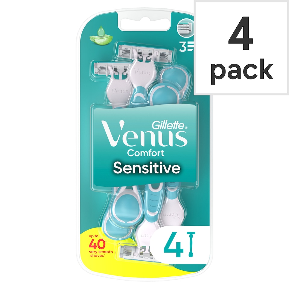 image 1 of Gillette Venus 3 Sensitive Women's Disposable Razors 4 Pack