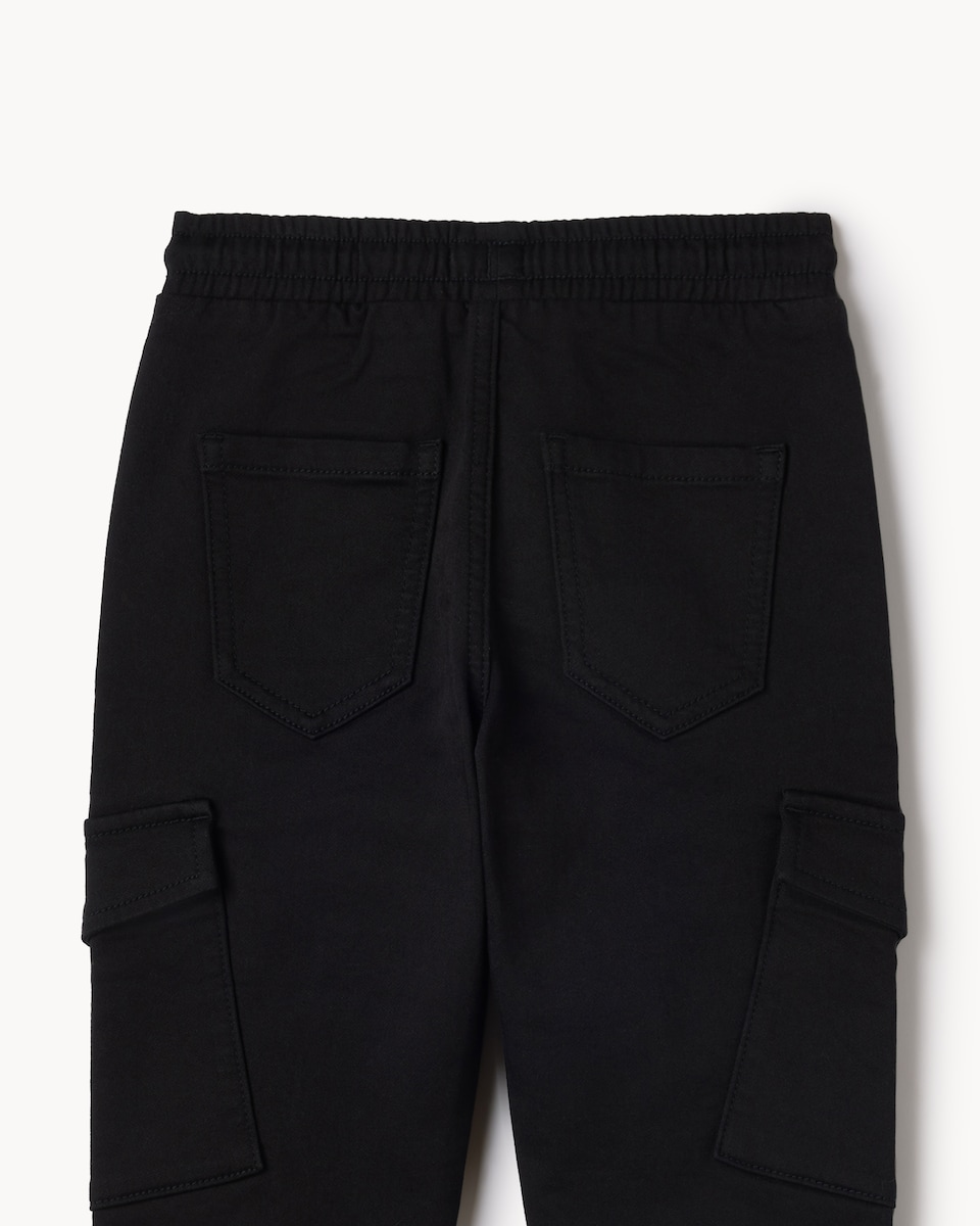 image 1 of F&F Boys Cotton Rich Cargo Joggers in Black