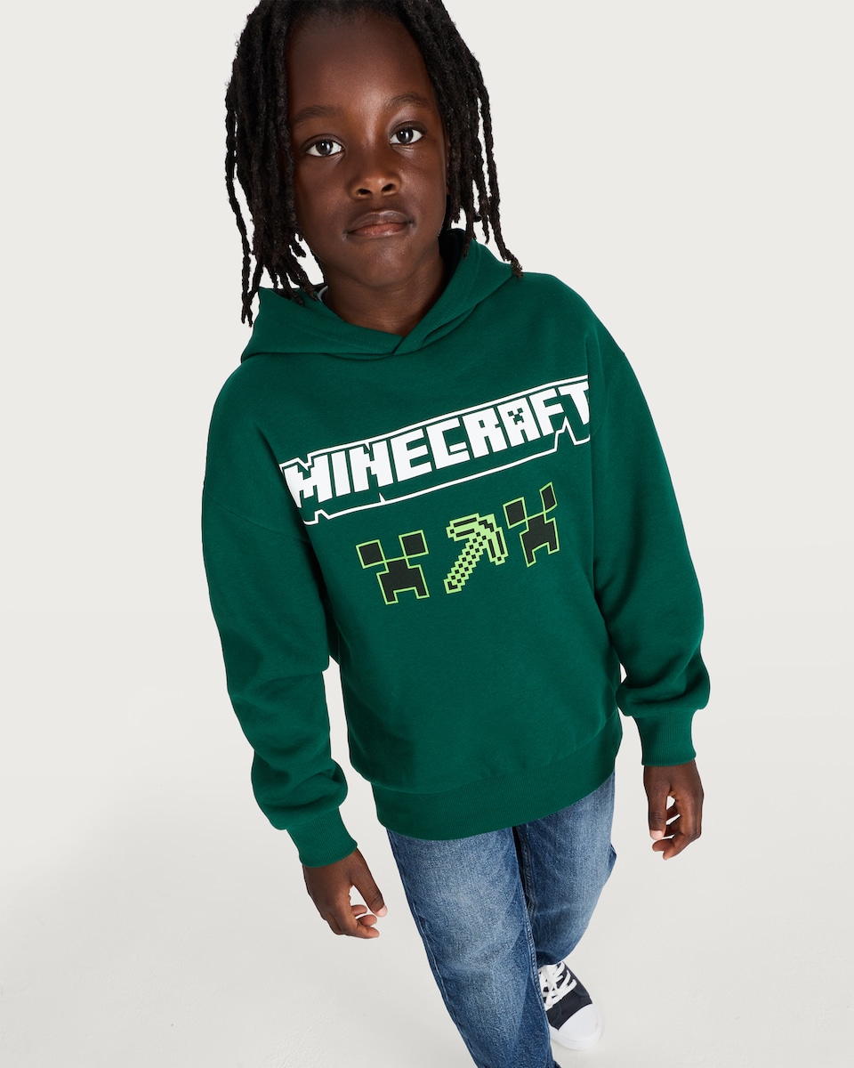 image 1 of Minecraft Cotton Rich Creeper Hoodie in Green