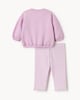 image 2 of F&F Baby 2-Piece Cotton Rich Appliqué Pear Sweatshirt and Gingham Leggings Set in Purple