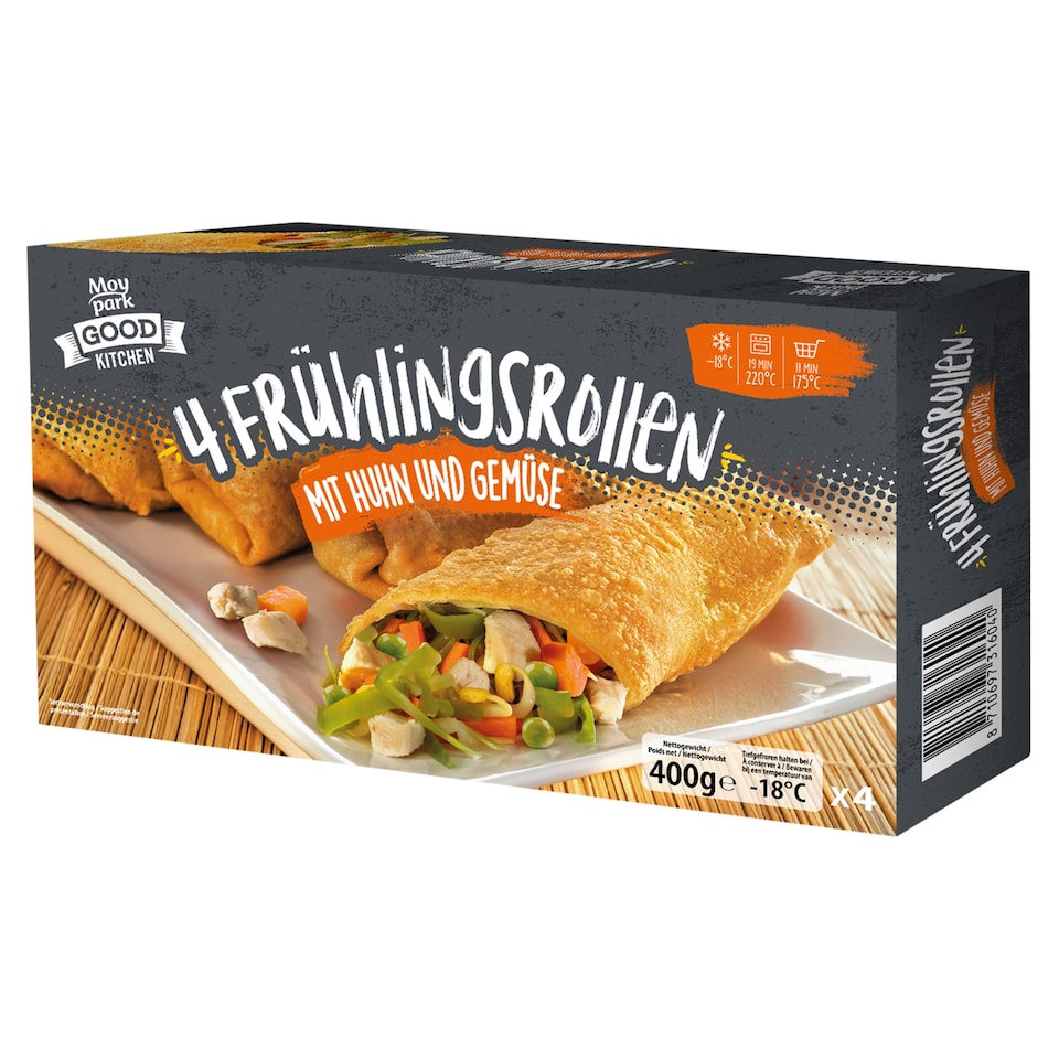 Moy Park Quick-Frozen, Pre-Cooked Spring Rolls with Chicken and Vegetables 4 pcs 400 g