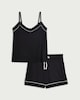 image 4 of F&F Contrast Trim Short Pyjama Set in Black