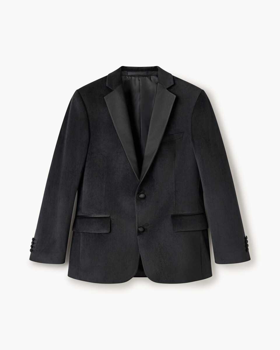 image 1 of F&F Tailored Fit Velvet Formal Dinner Jacket in Black