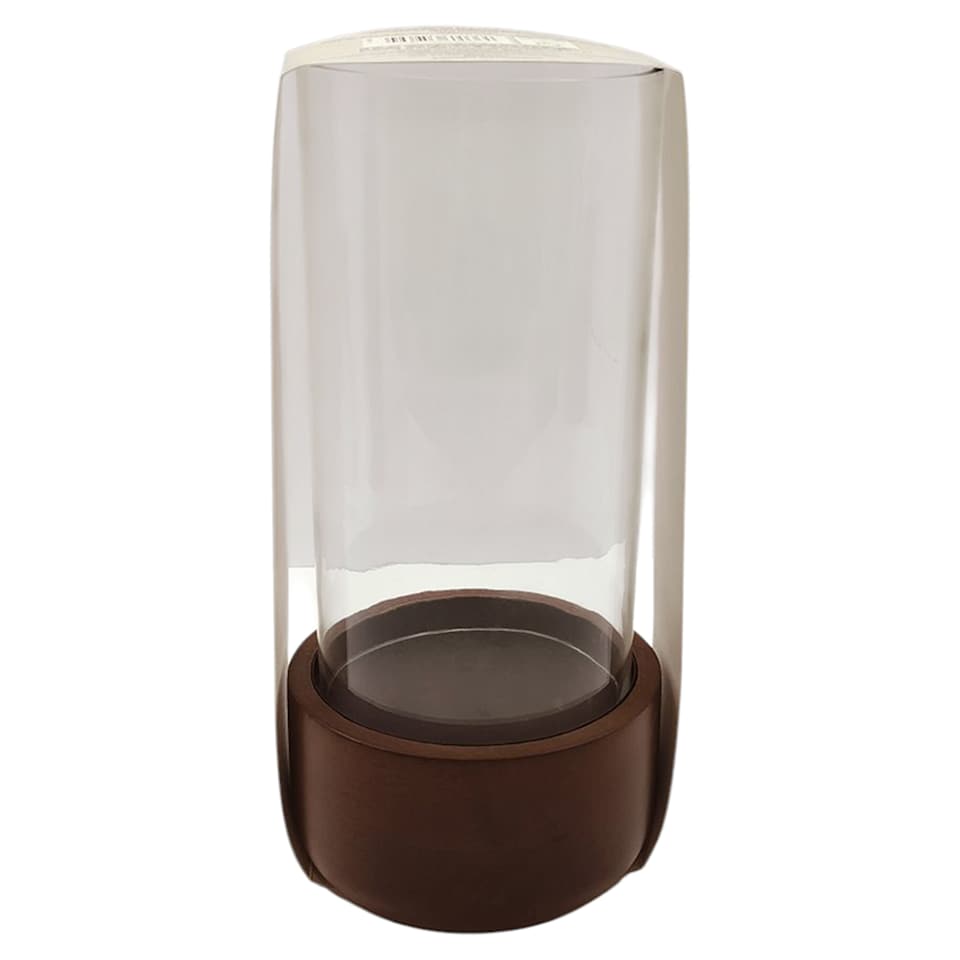 F&F Home Mango Wood Glass Hurricane 