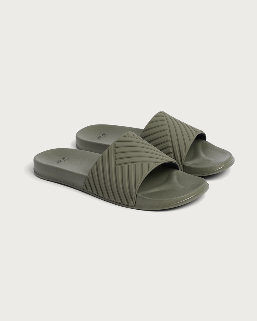 F&F Textured Slider Sandals in Khaki