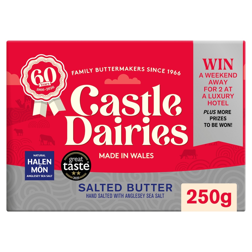 Castle Dairies Salted Butter with Anglesey Halen Mon Sea Salt 250g