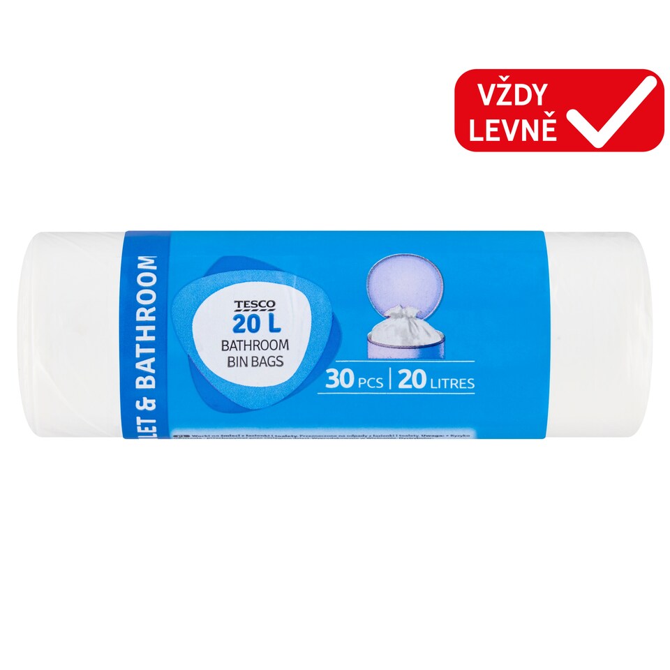 Tesco Pytle na odpadky vhodné do koupelny a na toaletu 20 l 30 ks