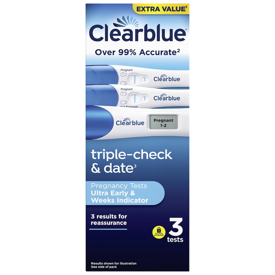 image 1 of Clearblue Triple Check & Date Pregnancy Test Combo Pack with 3 Tests