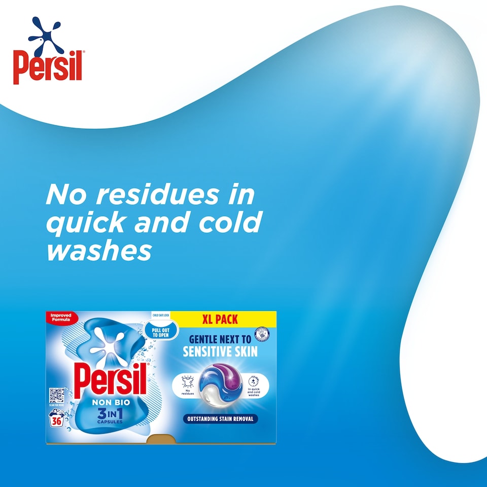 image 1 of Persil Non Bio 3 in 1 Sensitive Laundry Washing Detergent Capsules 36 Washes 759.6g