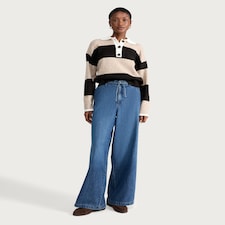 F&F Wide Leg Drawstring Jeans in Blue