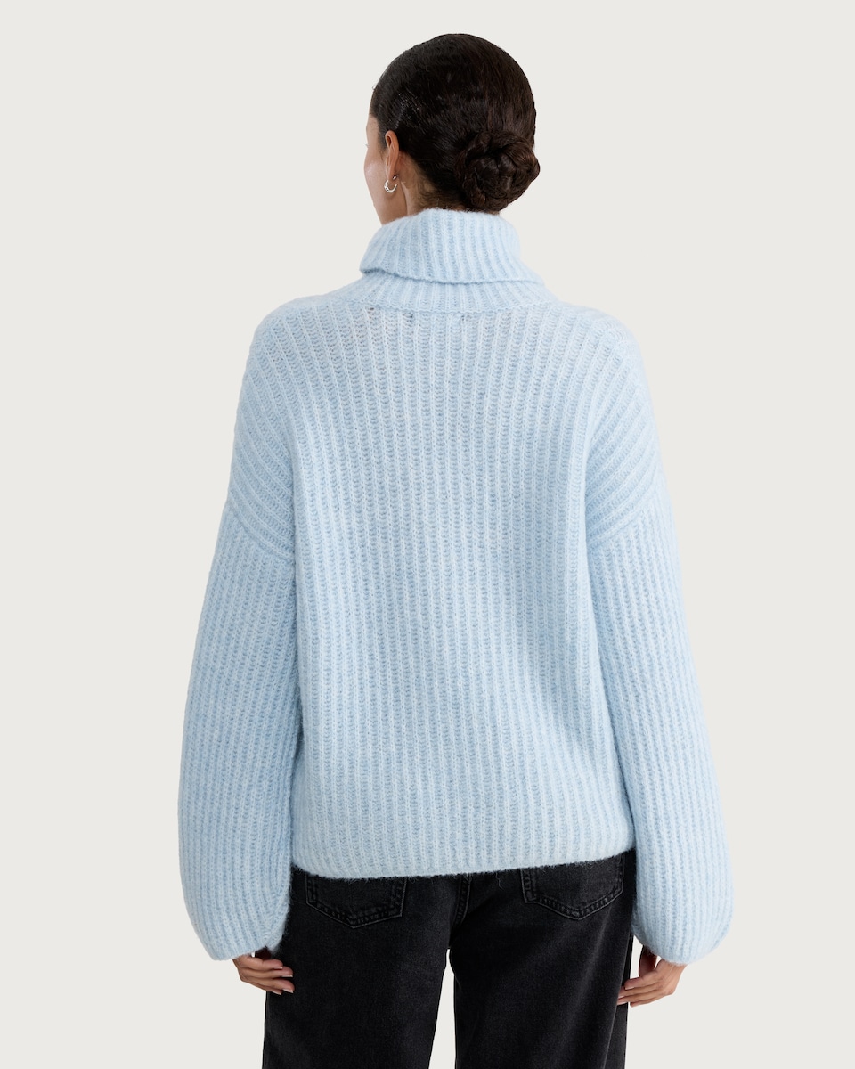 image 1 of F&F Ribbed Roll Neck Jumper in Blue