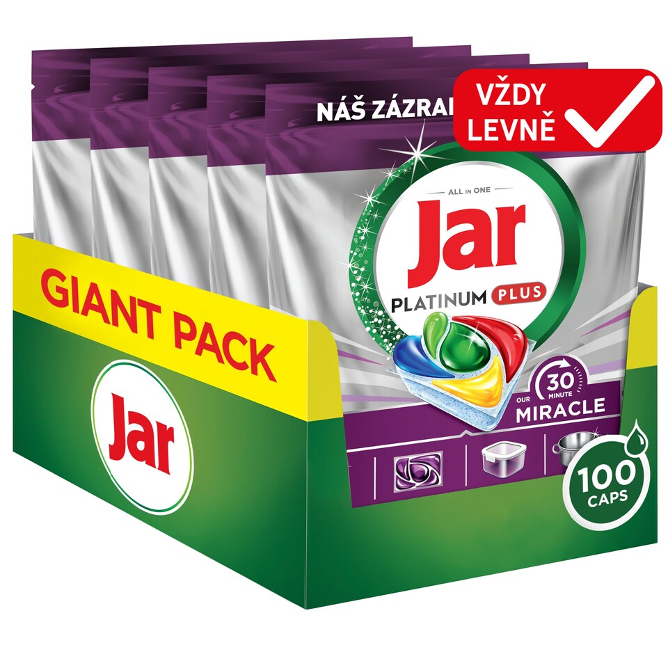 image 1 of Jar Our 30 Minute Miracle Platinum Plus Dishwasher Tablets, 100 X