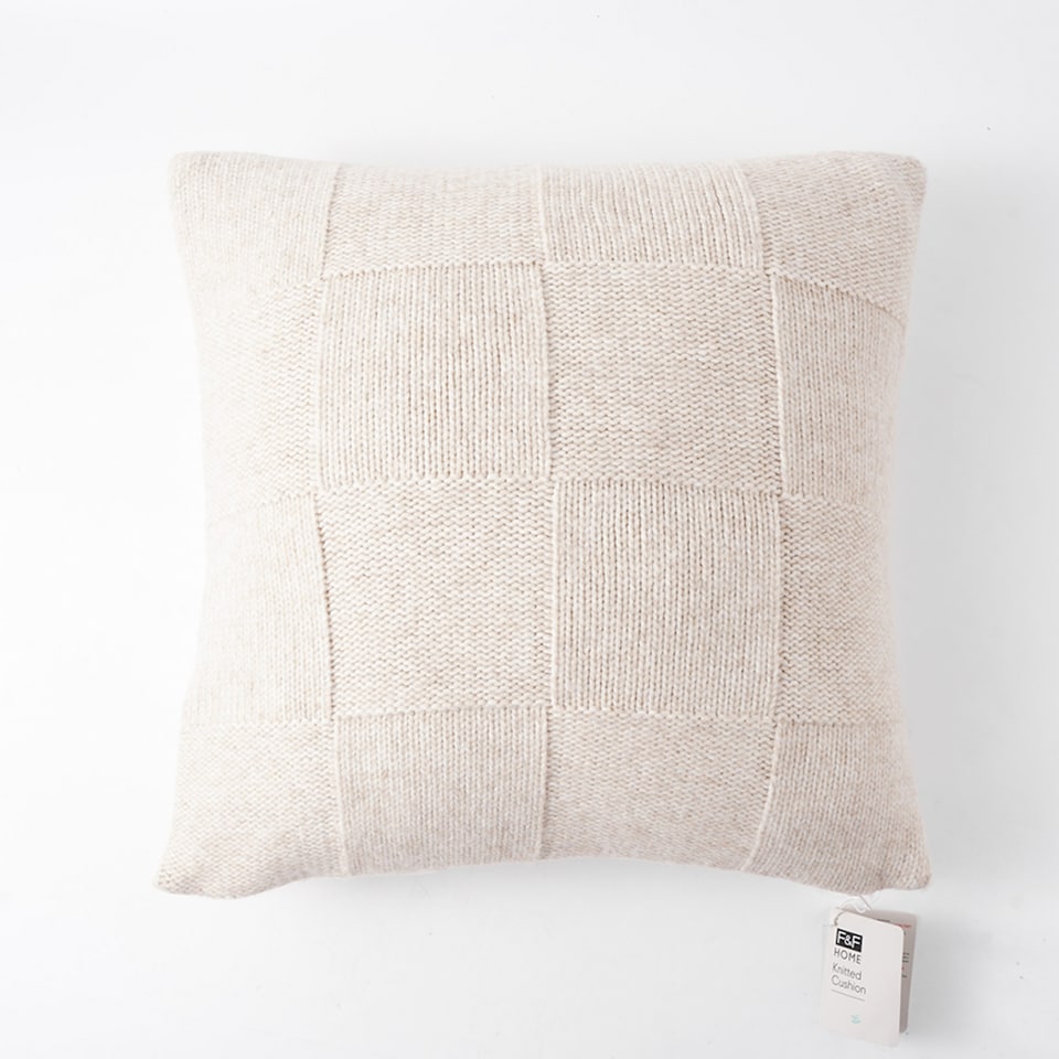 F&F Home Cream Knitted Cushion 45x45cm