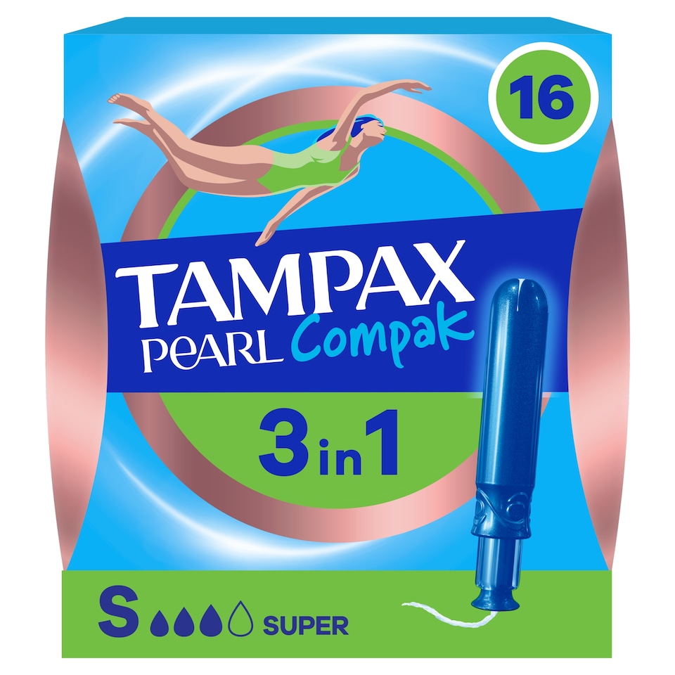 image 1 of Tampax Pearl Compak Super Applicator Tampons 16