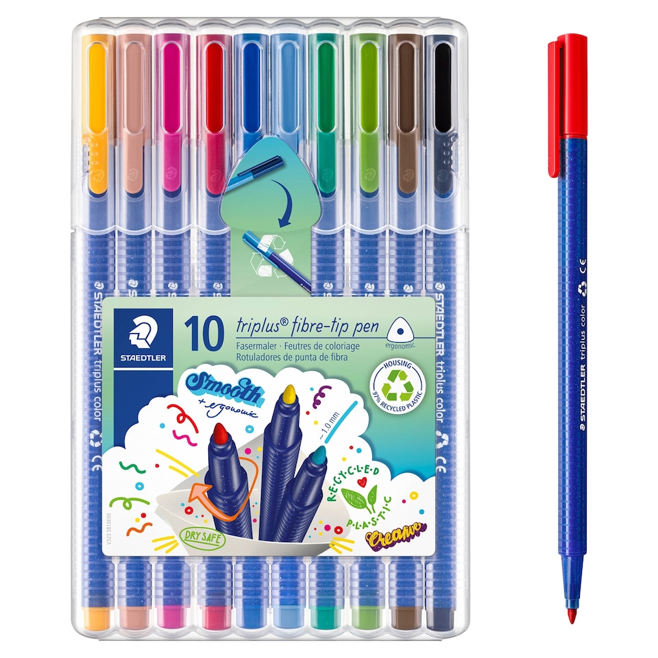 image 1 of Staedtler Triplus Colour Fibre Tips 10 Pack