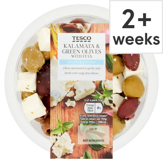 Tesco Kalamata & Green Olives With Feta 150G Tesco Groceries