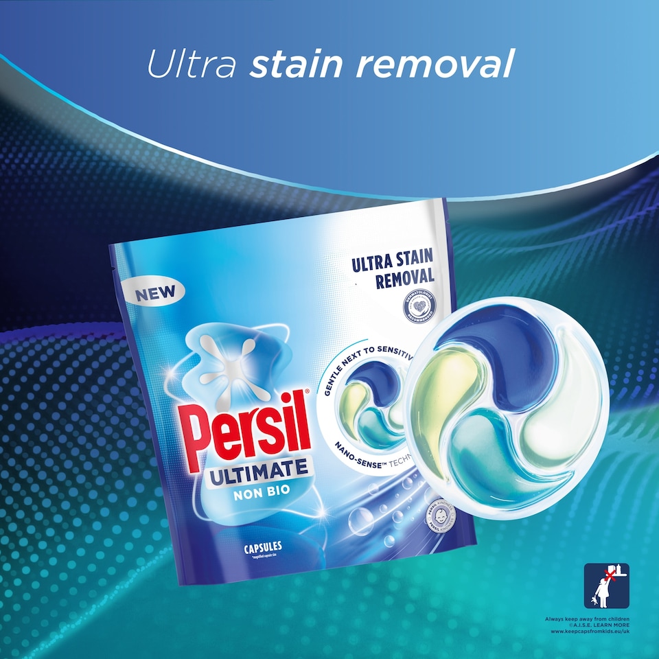 image 1 of Persil Ultimate Non Bio Ultra Stain Removal Laundry Washing Detergent Capsules XL Mega Pack 44 Washes 598g