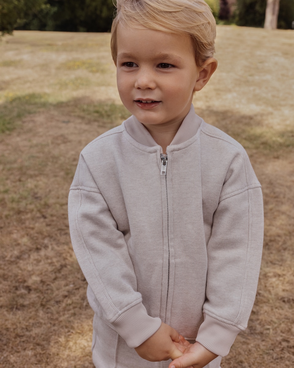 image 1 of F&F x Samantha Faiers Cotton Blend Zip Through Bomber Jacket in Cream