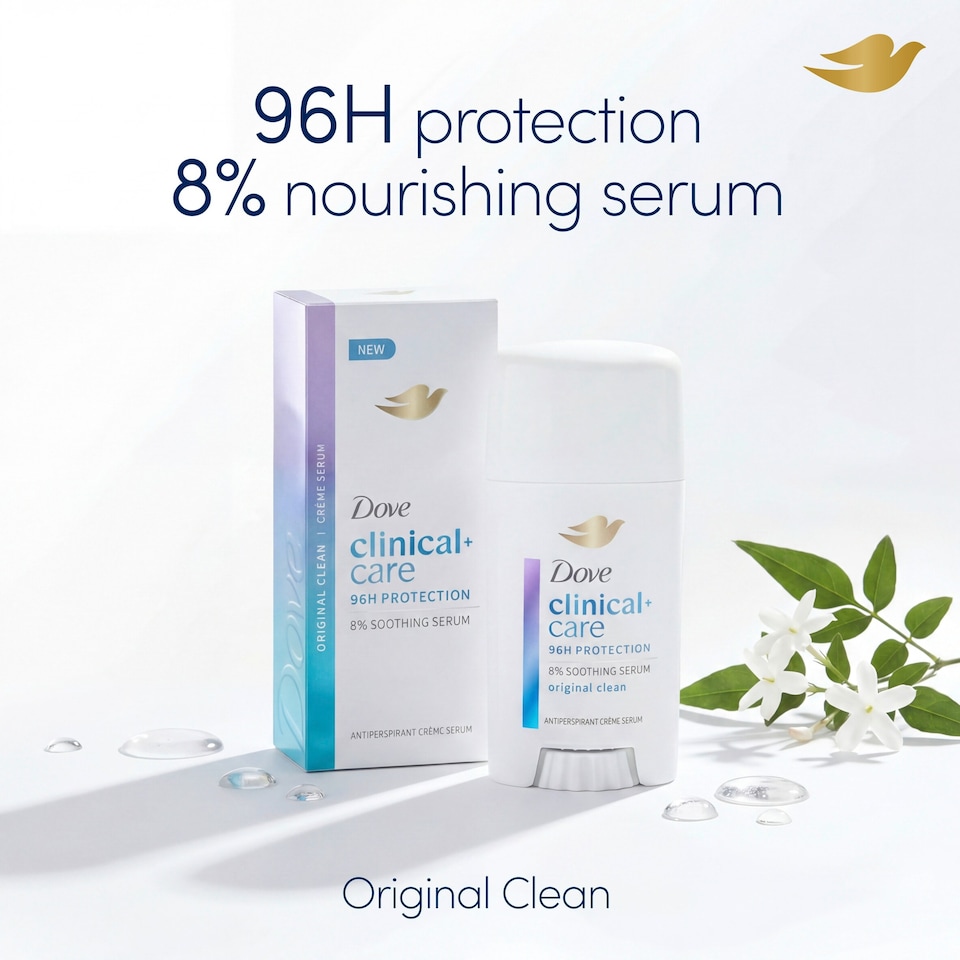 image 1 of Dove Clinical Care Original Clean Antiperspirant Deodorant Soothing Serum Cream 60ml