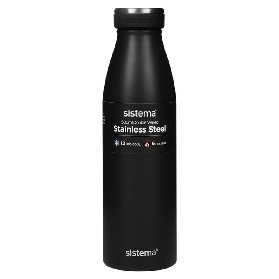 Sistema Stainless Steel Bottle 500Ml Black