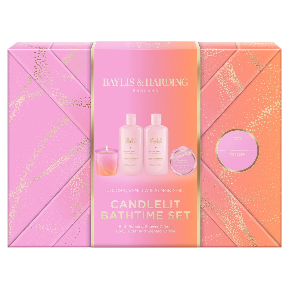 image 1 of Baylis & Harding Jojoba, Vanilla & Almond Oil  Candlelit Bathtime Gift Set