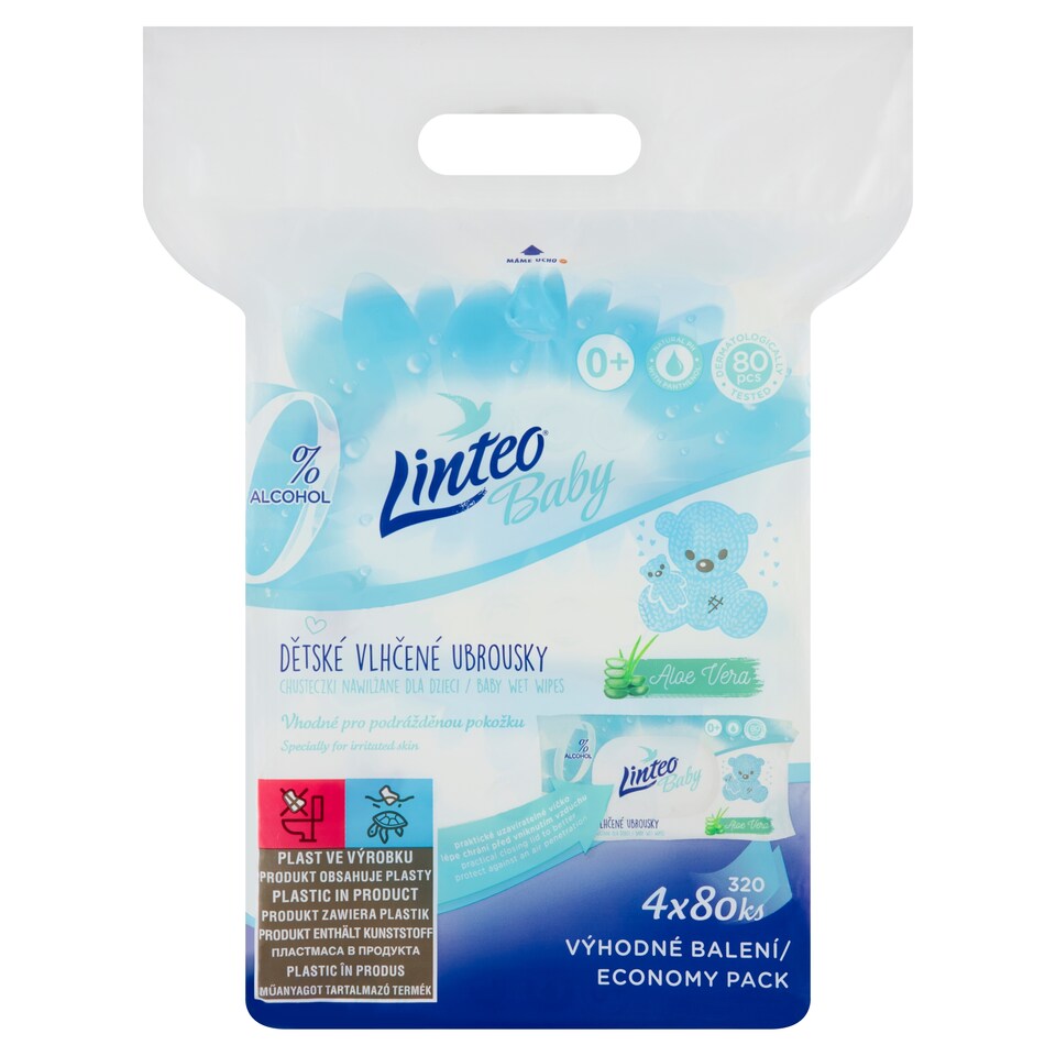 Linteo Baby Aloe Vera Baby Wet Wipes 4 x 80 pcs