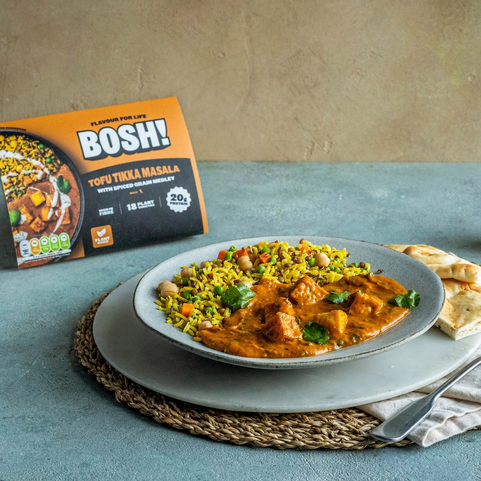 image 1 of BOSH! Tofu Tikka Masala with Spice Grain Medley 400g