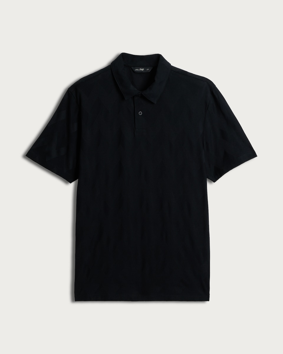 image 1 of F&F Pure Cotton Textured Polo Shirt in Black