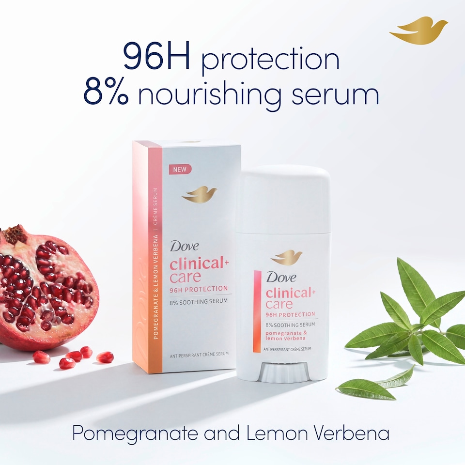 image 1 of Dove Clinical Care Pomegranate & Lemon Verbena Antiperspirant Deodorant Soothing Serum Cream 60ml