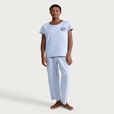 F&F Pure Cotton Slogan Pyjama Set in Blue