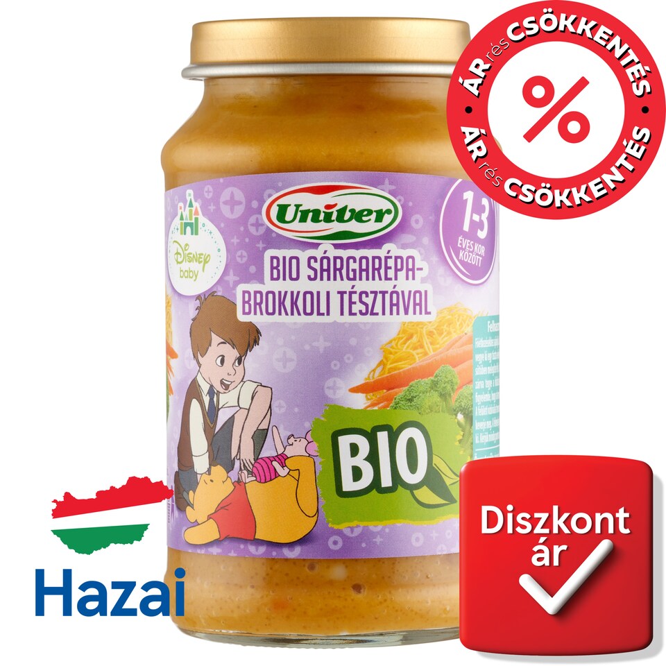 Univer Disney Baby bio sárgarépa-brokkoli tésztával bébiétel, 12 hónapos kortól 220 g  1. kép