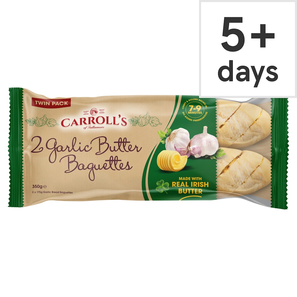 Carroll's 2 Garlic Butter Baguettes Twin Pack 350g