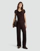 image 2 of F&F Textured Wide Leg Co-ord Trousers in Chocolate