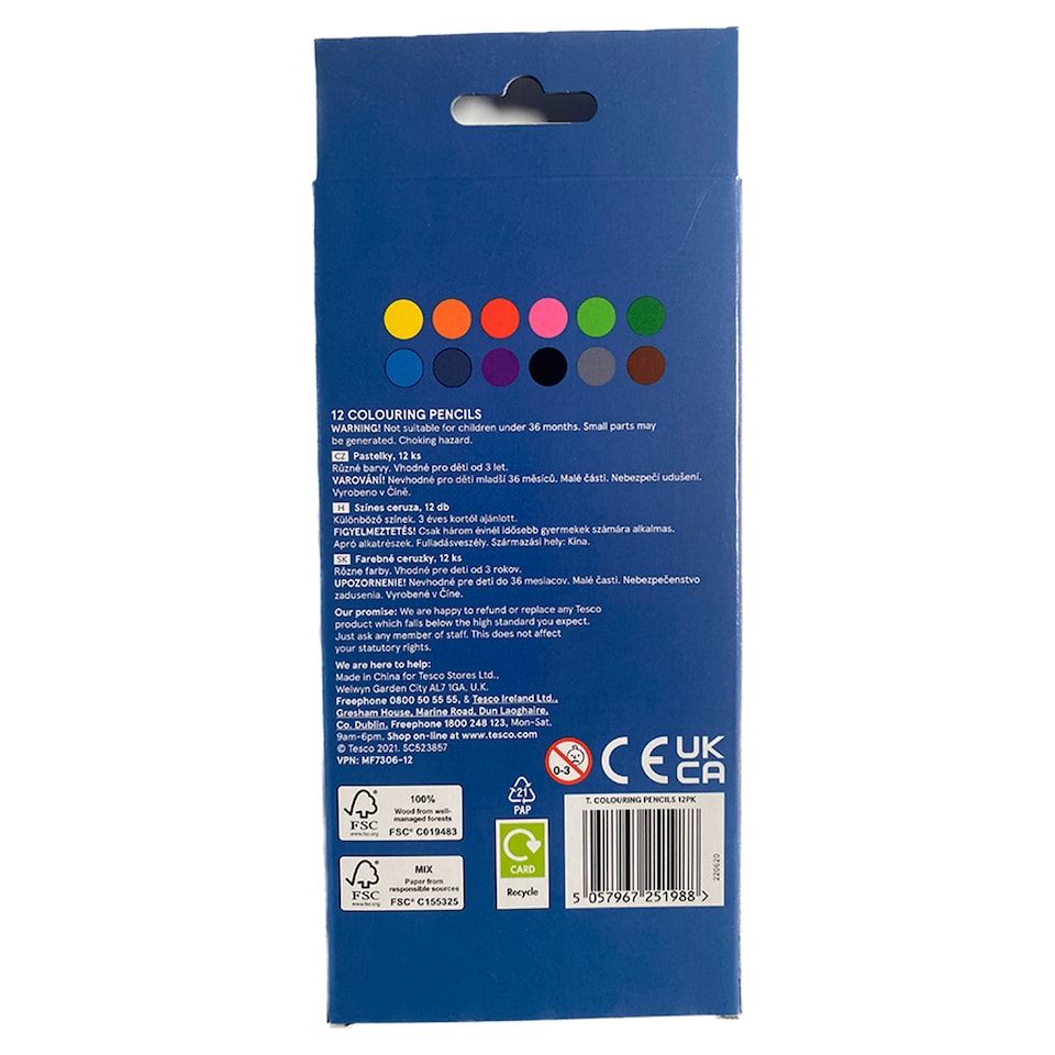 image 1 of Tesco Colouring Pencils 12 Pack