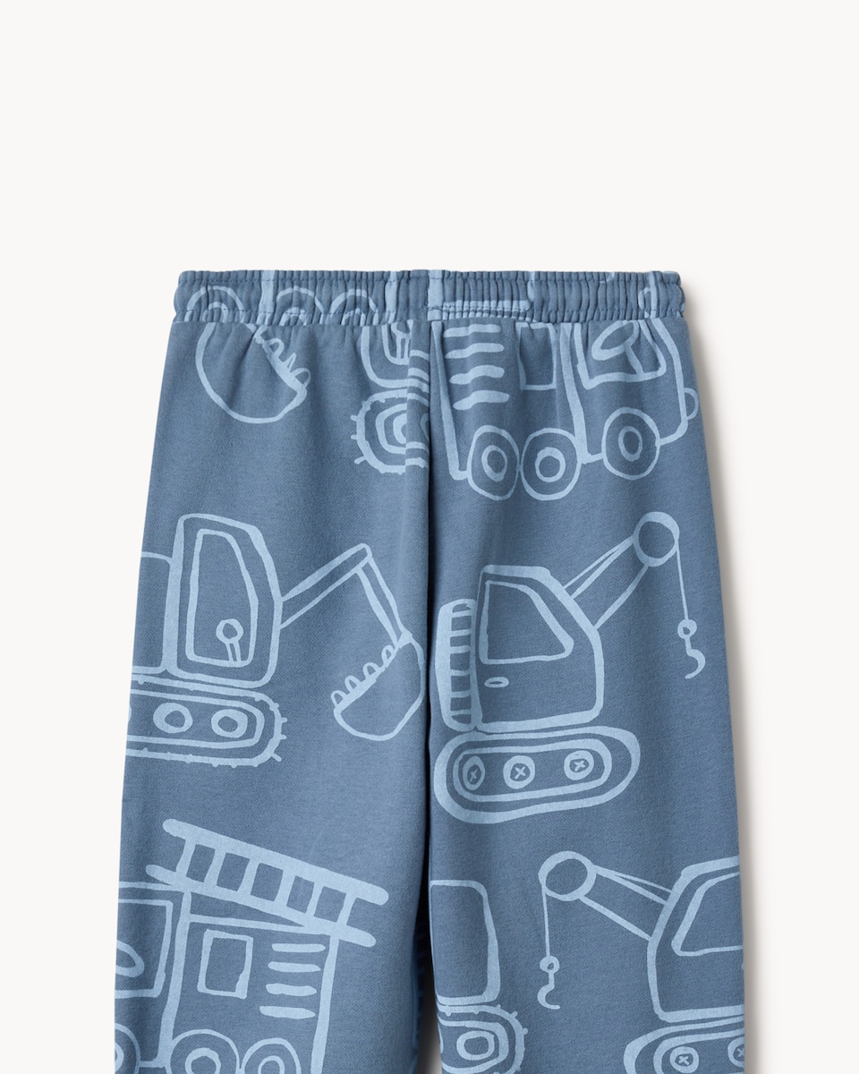 image 1 of F&F Boys Cotton Rich Vehicle Print Joggers in Blue