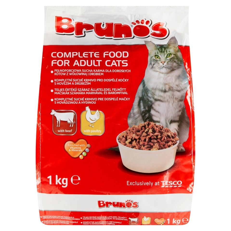 Brunos teljes értékű száraz állateledel felnőtt macskák számára marhával és baromfival 1 kg