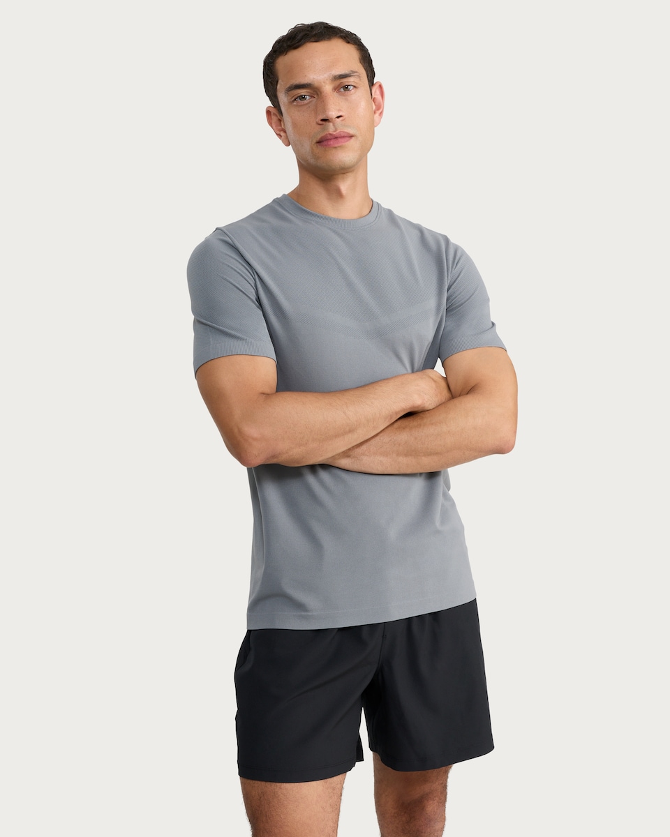 image 1 of F&F Active ULTRARUN Seamless Short Sleeved T-Shirt in Grey