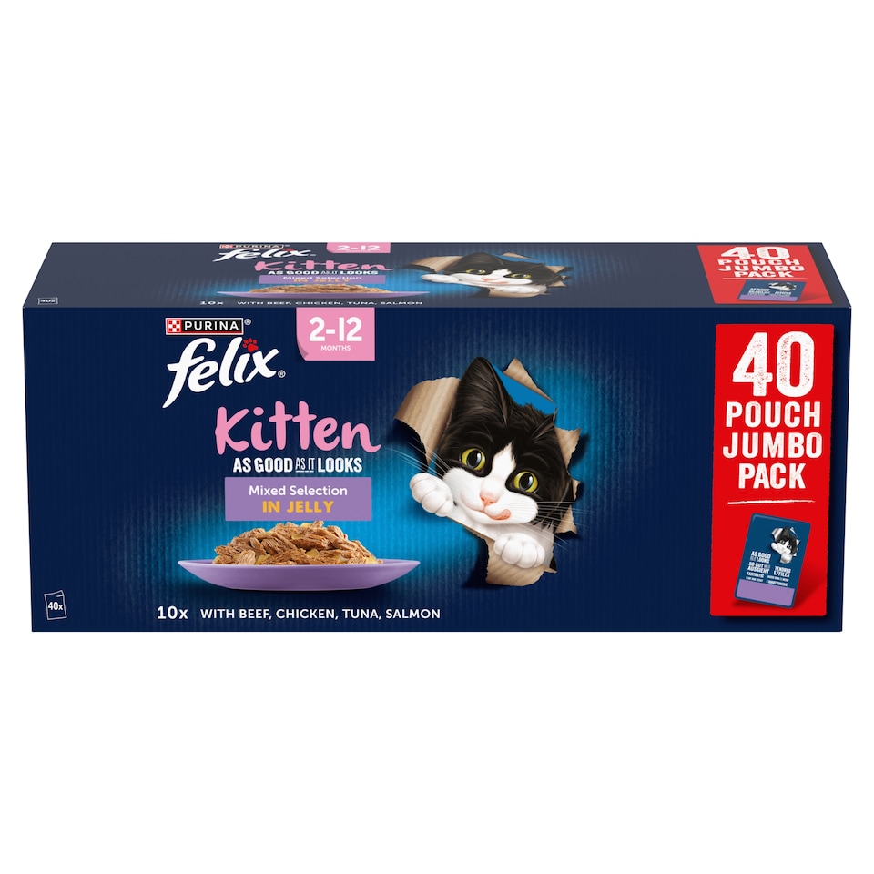 image 1 of FELIX As Good As it Looks Kitten Mixed in Jelly Wet Cat Food 40x85g