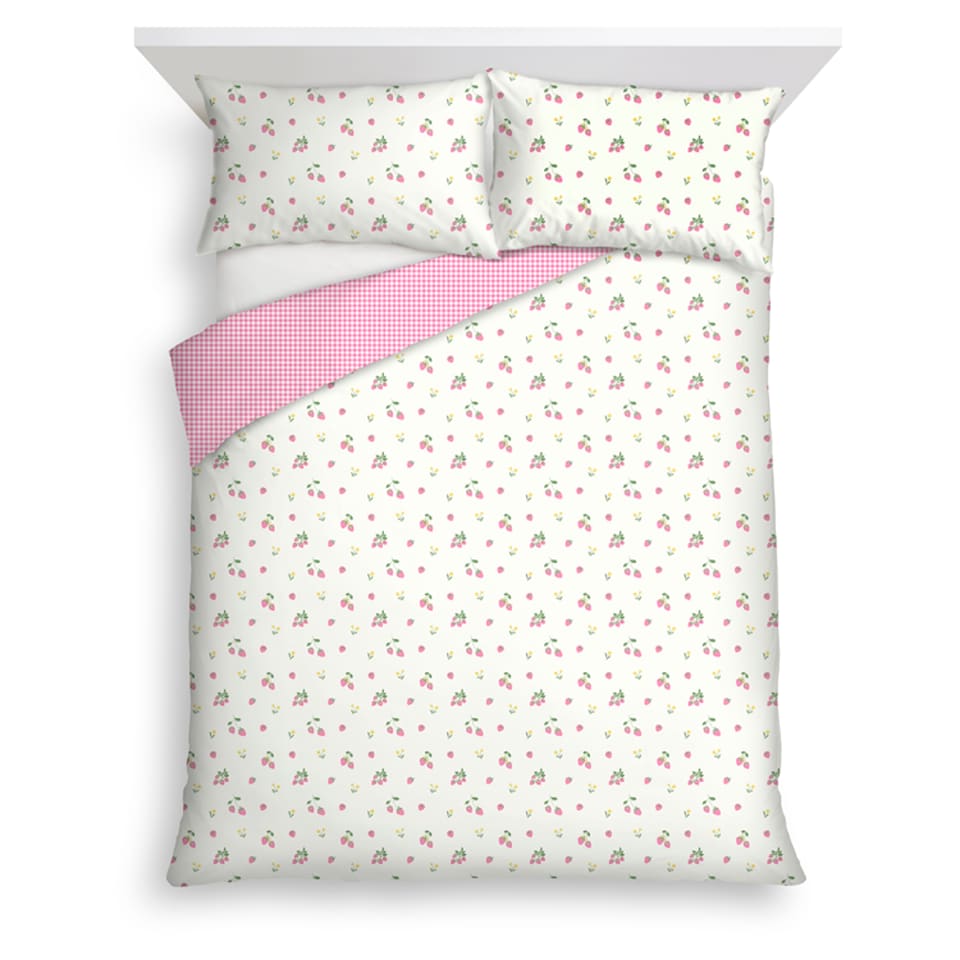 F&F Home Strawberry Flower Duvet Set Double
