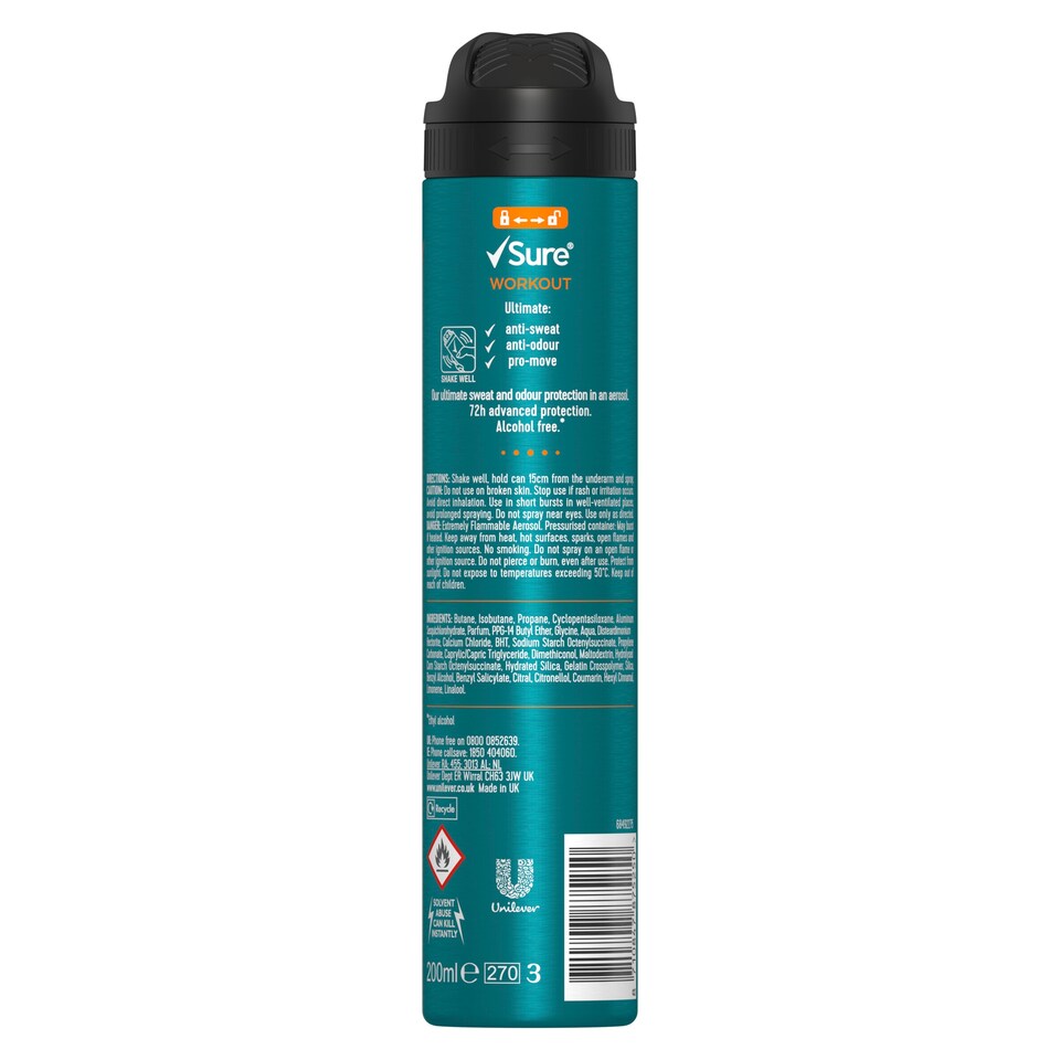 image 1 of Sure For Men Advanced Work Out Antiperspirant Deodorant 200Ml