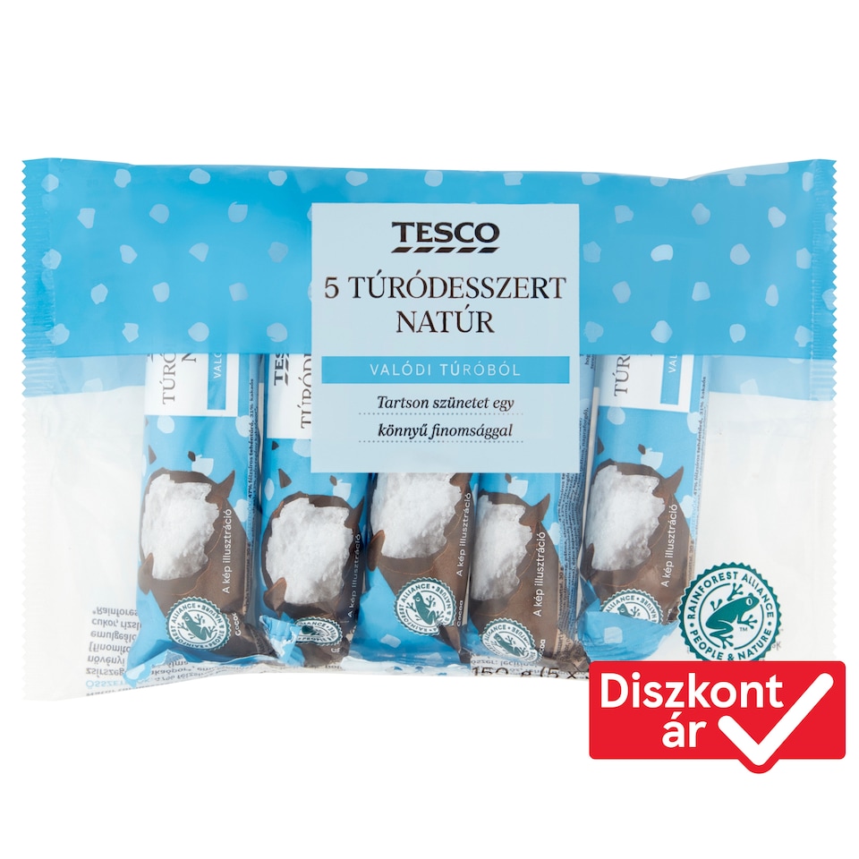 Tesco natúr túródesszert kakaós bevonattal 5 x 30 g (150 g)