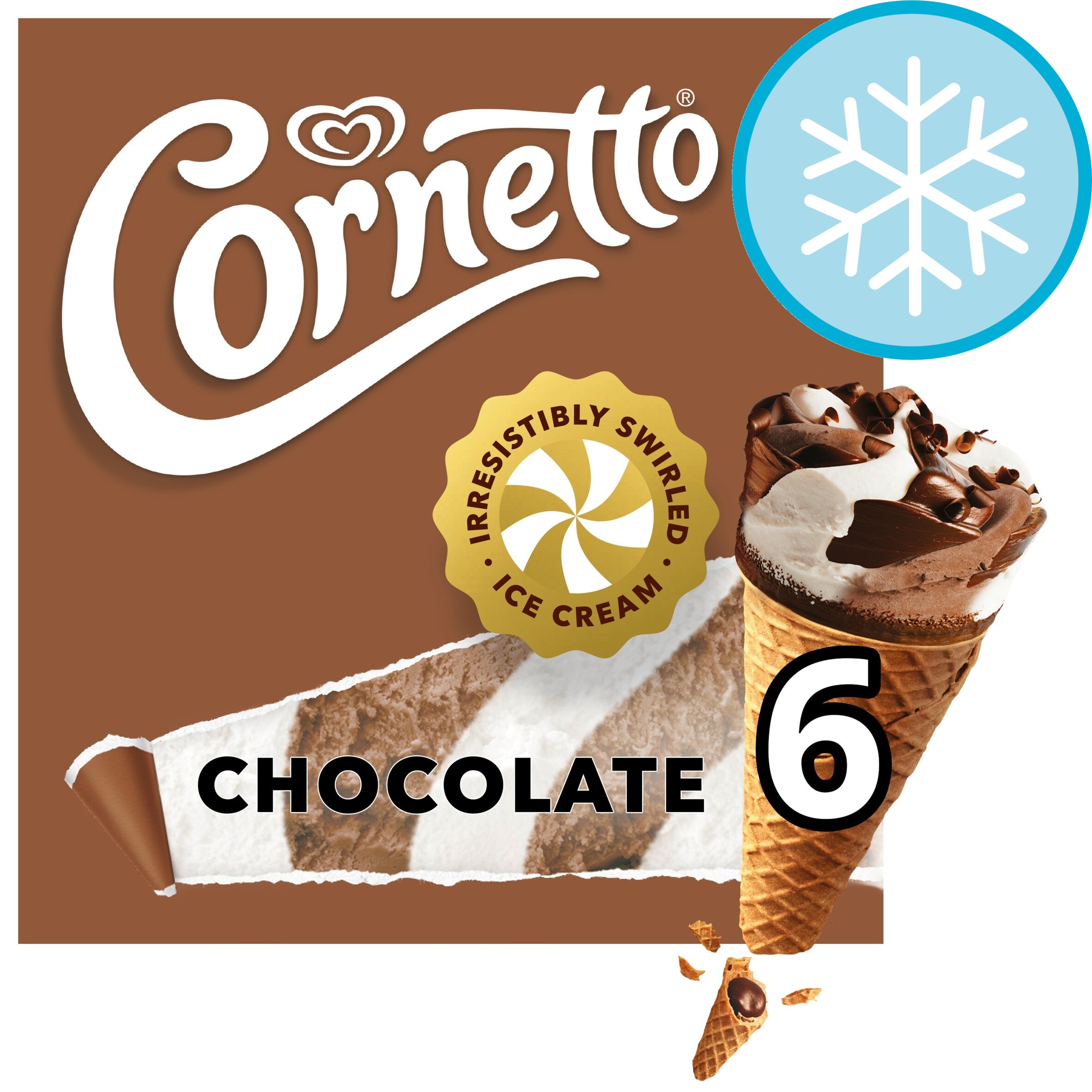 Cornetto Chocolate Ice Cream Cones 6 x 90ml