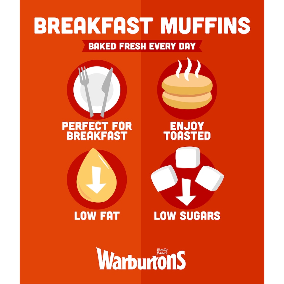 image 1 of Warburtons Toasting Breakfast Muffins 4 Pack