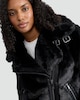 image 2 of F&F Faux Fur Aviator Jacket in Black