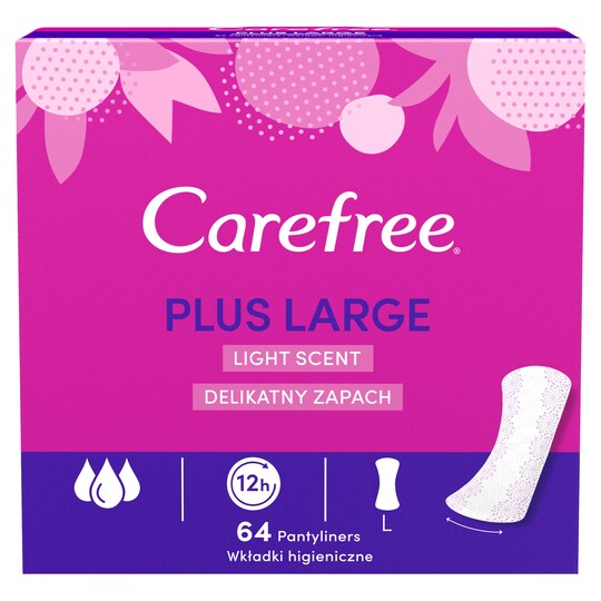 Carefree Plus Large Light Scent Pantyliners 64S Tesco Groceries