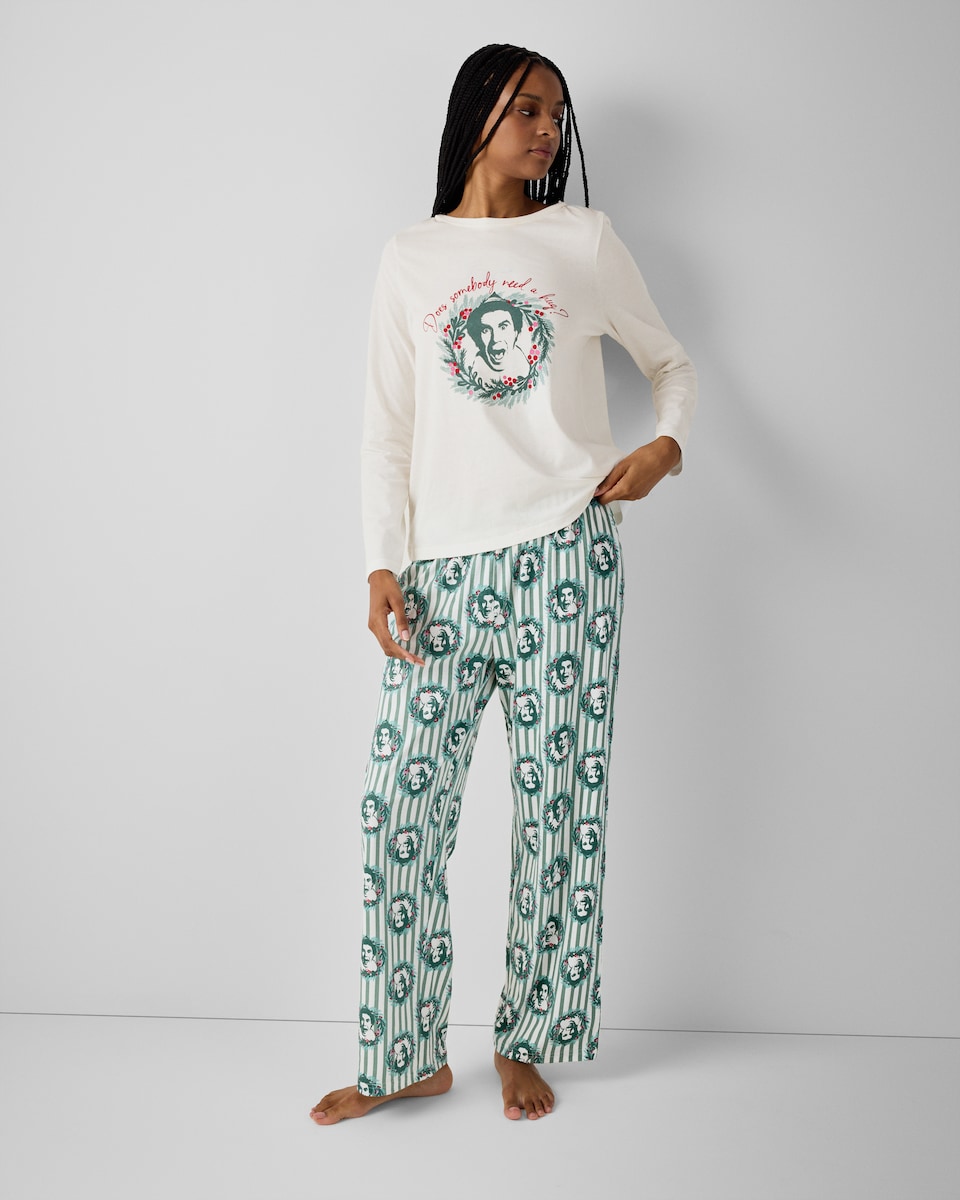 image 1 of Elf Pure Cotton Matching Family Christmas Pyjama Set in Cream